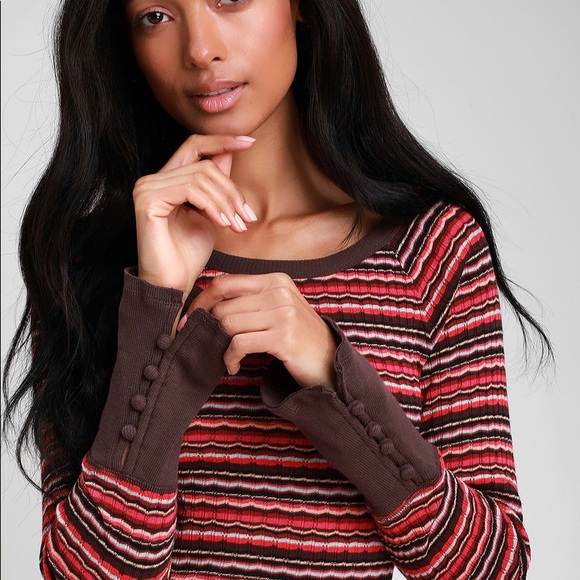 FREE PEOPLE retro stripe lettuce sweater - Picture 4 of 8